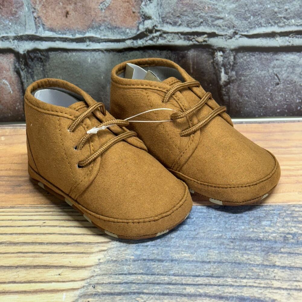 Infant Baby Boy Girl Crib Shoes Infant Lace up Brown Boots‎ High Top Soft Sole